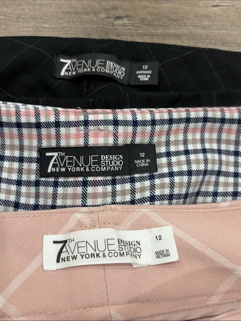 New York & Co 7th Ave Dress Pants Sz 12 Set of 3 Check Print Work Career Office